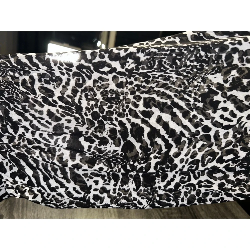 Michael Kors Animal Print Button Down Shirt Dress Midi‎ V-Neck Short Sleeve 3X